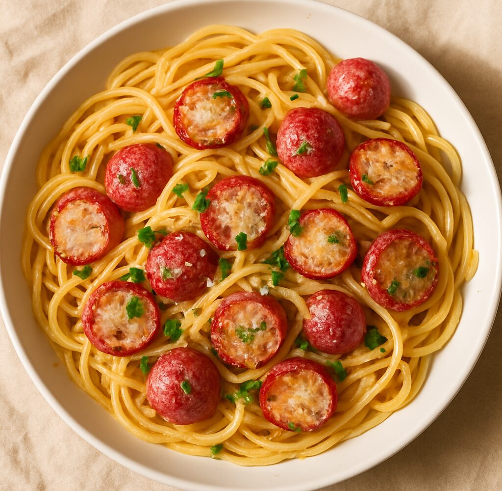 A plate of garlic parmesan roasted radish pasta garnished with fresh parsley and extra parmesan cheese