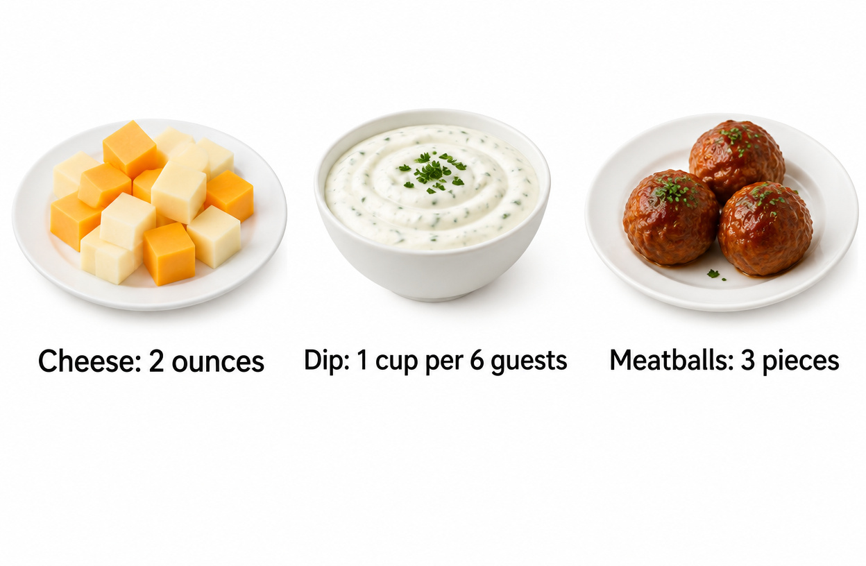 A chart showing recommended appetizer quantities per guest.