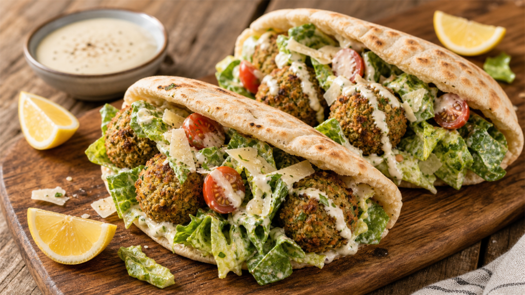 Air Fryer Falafel Caesar Pitas