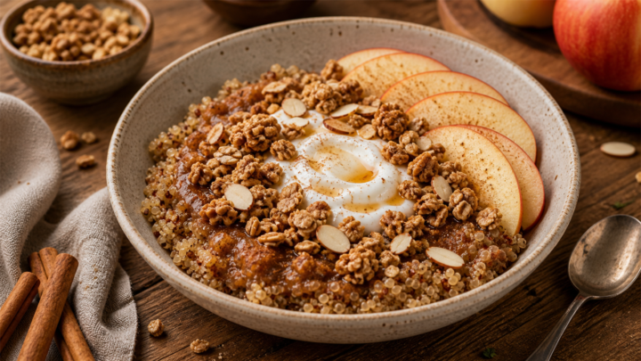 Apple Butter Breakfast Quinoa with Granola