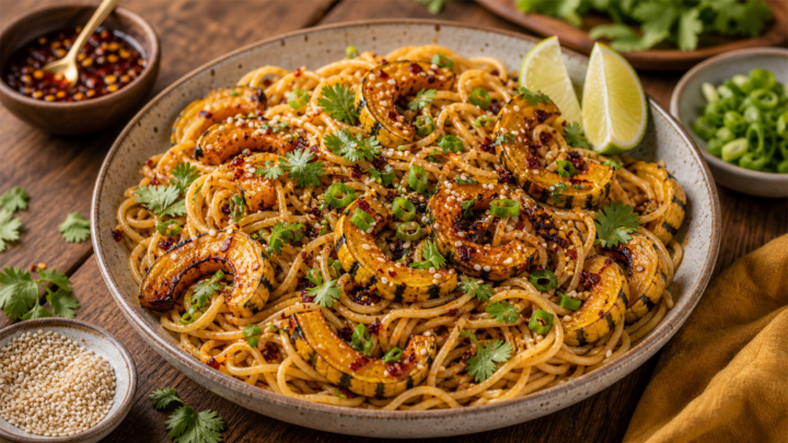 Chili Crisp Delicata Squash Noodles
