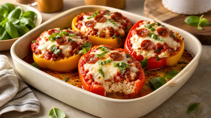 Cottage Cheese Pizza Stuffed Peppers