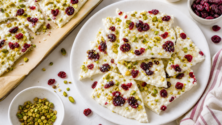 Cranberry Pistachio Cottage Cheese Bark