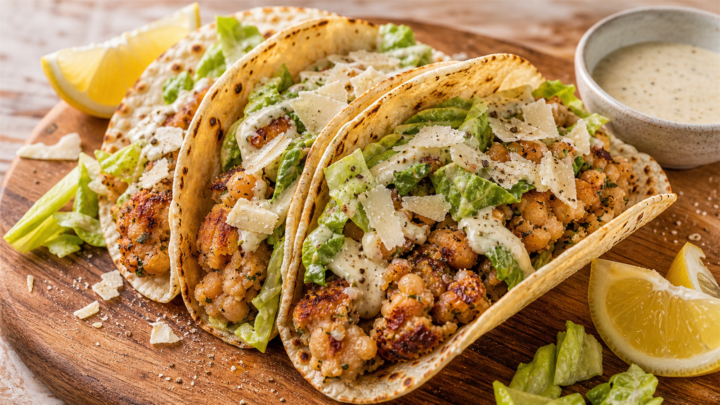 Crispy Caesar Butter Bean Smash Tacos