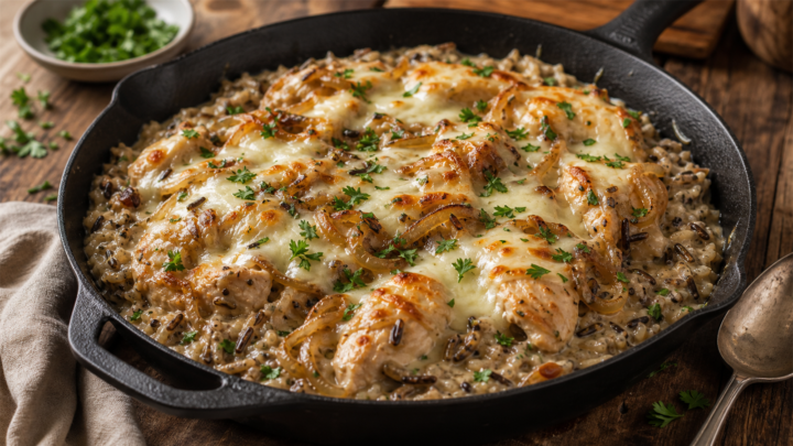 French Onion Chicken and Wild Rice Skillet