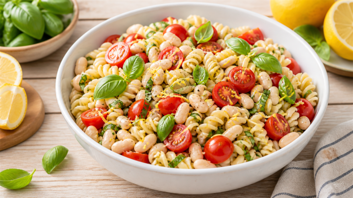 Lemon Basil White Bean Pasta Salad