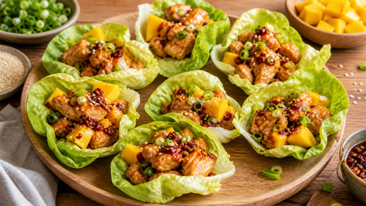 Mango Chili Crisp Chicken Lettuce Cups