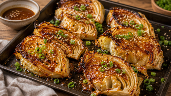 Miso Maple Roasted Cabbage Wedges