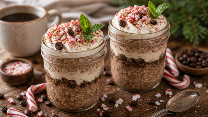Peppermint Mocha Overnight Oat Tiramisu