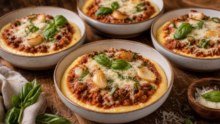 Roasted Garlic Parmesan Polenta Lasagna Bowls