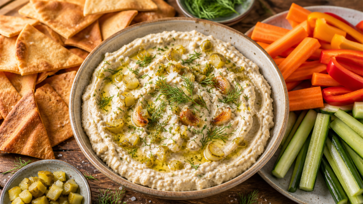 Roasted Garlic Pickle White Bean Dip