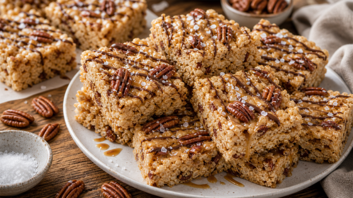 Salted Maple Pecan Rice Krispie Treats